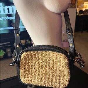 Vanessa Bruno Woven Tan and Black Crossbody Bag